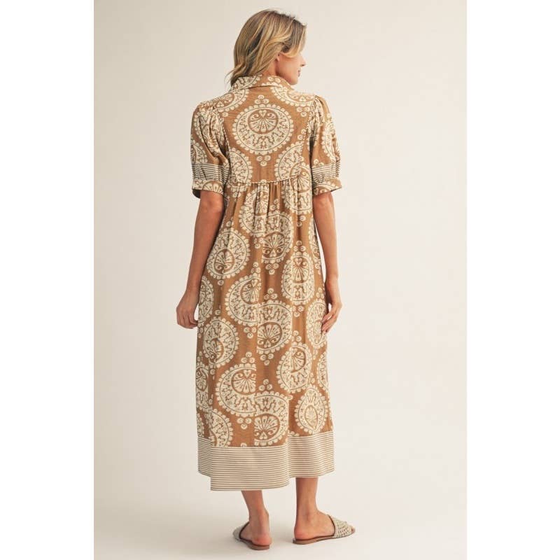 NEW Geo Floral Midi Dress: PERIWINKLE