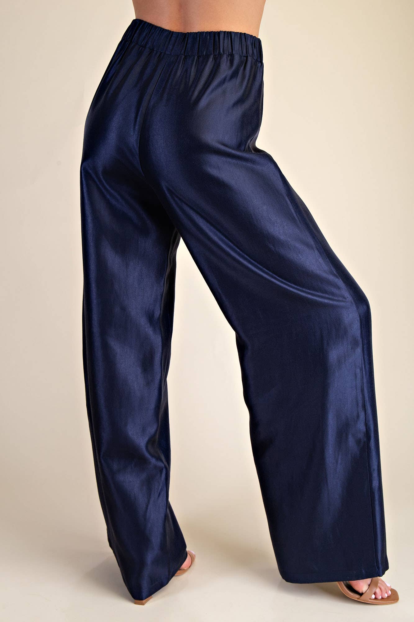 High Waist Wide Pants: Navy