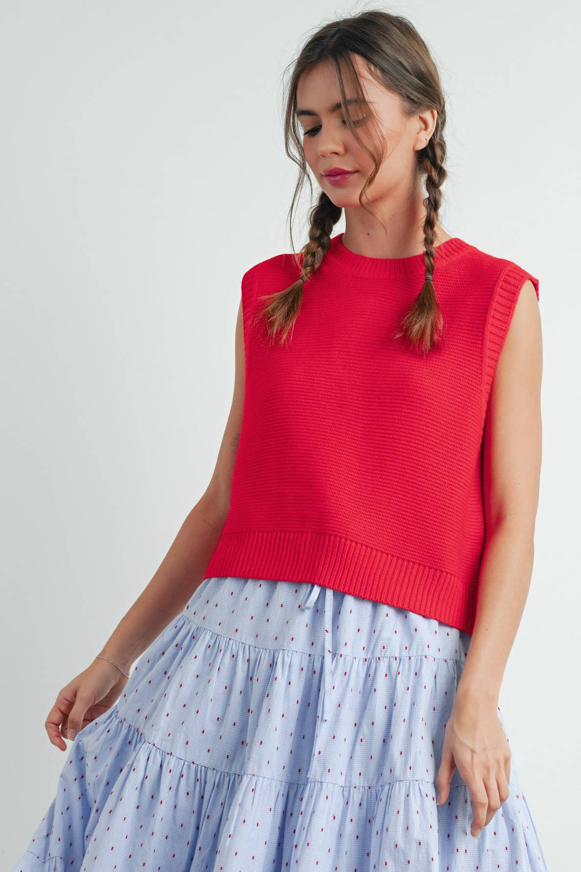 Plain Knitted Top - Navy