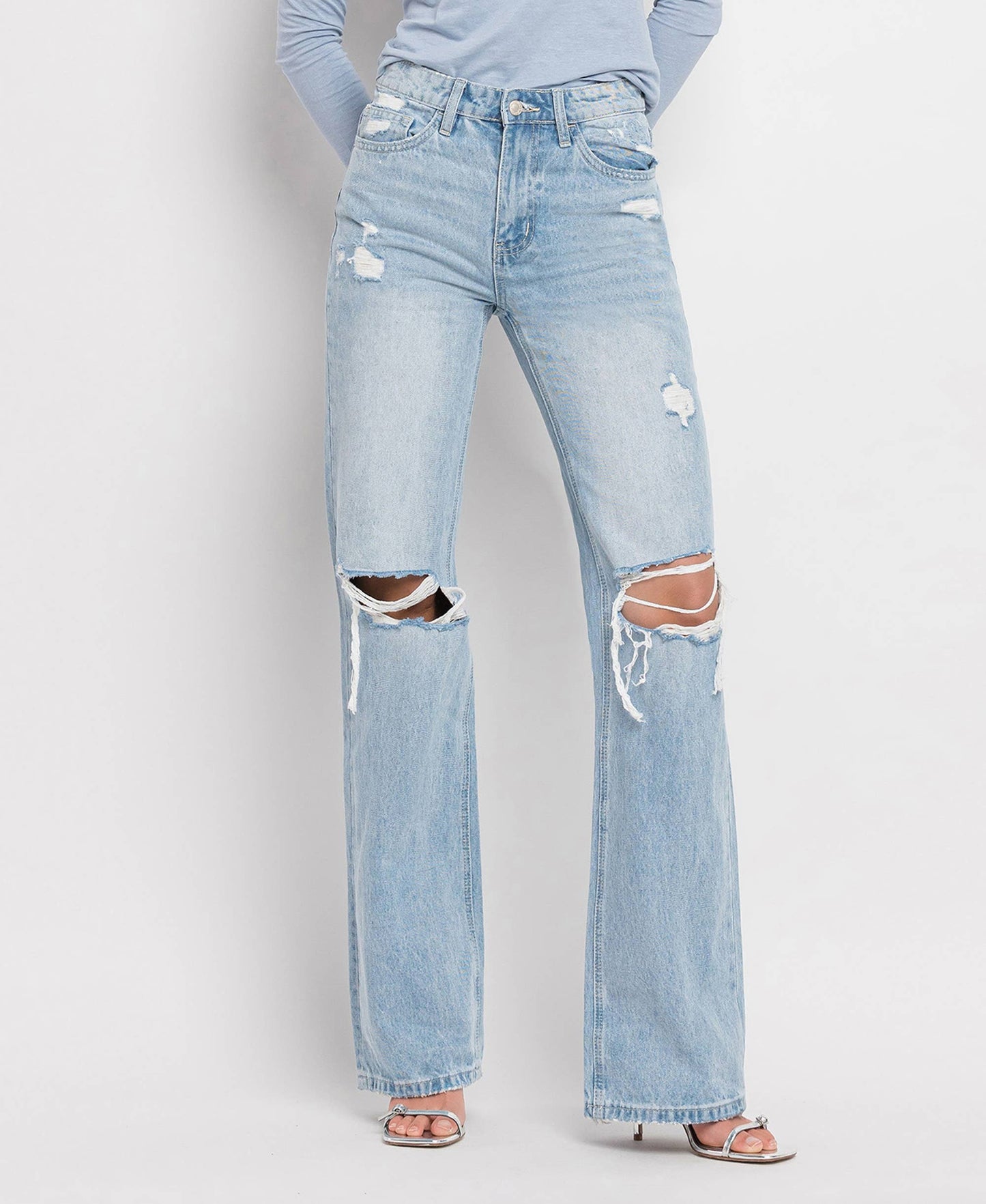 90'S VINTAGE SUPER HIGH RISE FLARE JEANS: SUNNY PLAINS
