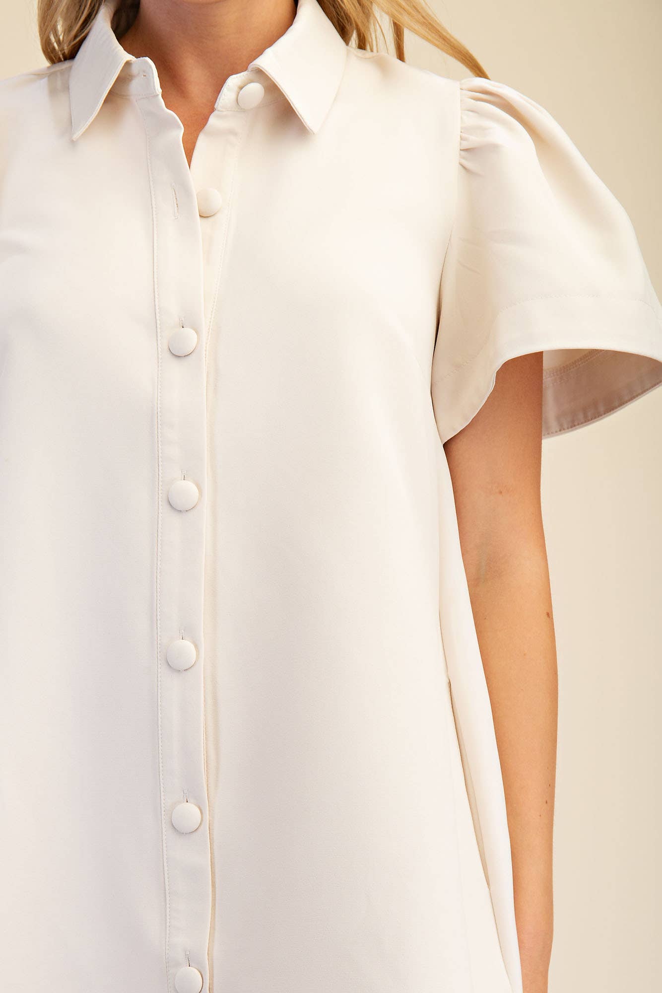 Collar Neck Button Down Mini Dress: Navy