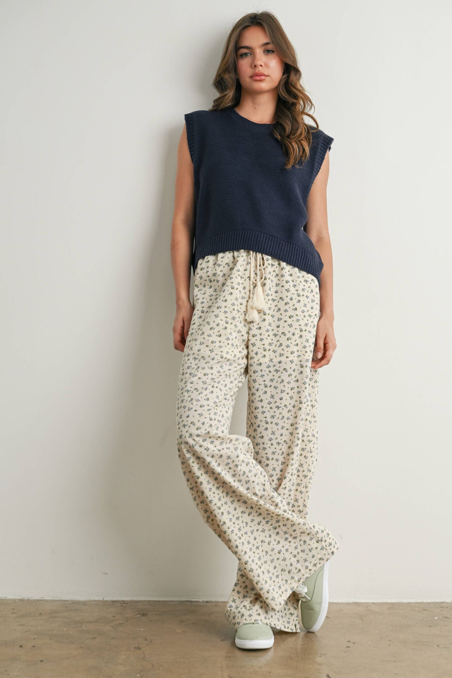 Plain Knitted Top - Navy