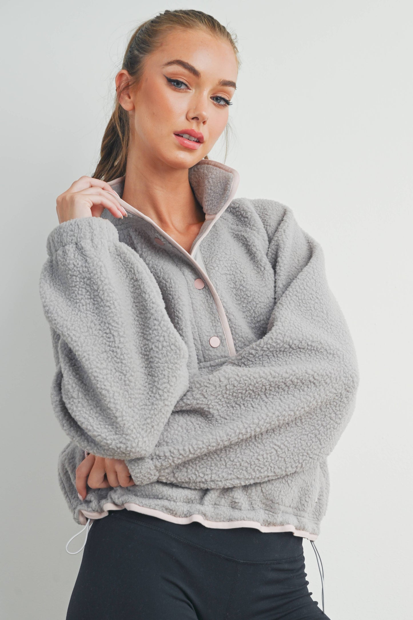 Fleece Button Up- Ivory