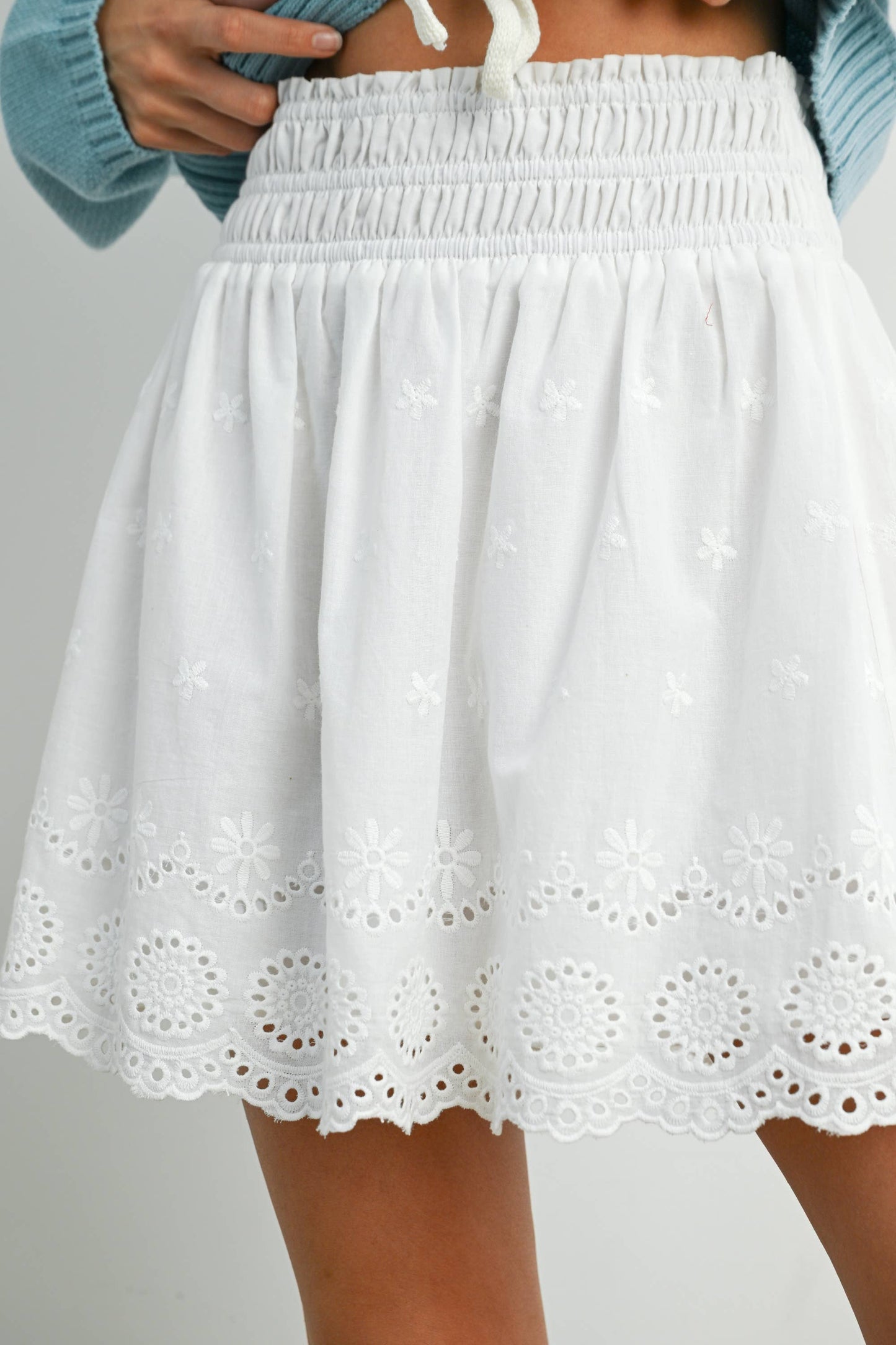 Eyelet Ruffle Smocked Top