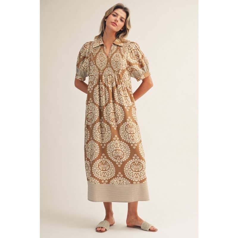 NEW Geo Floral Midi Dress: PERIWINKLE