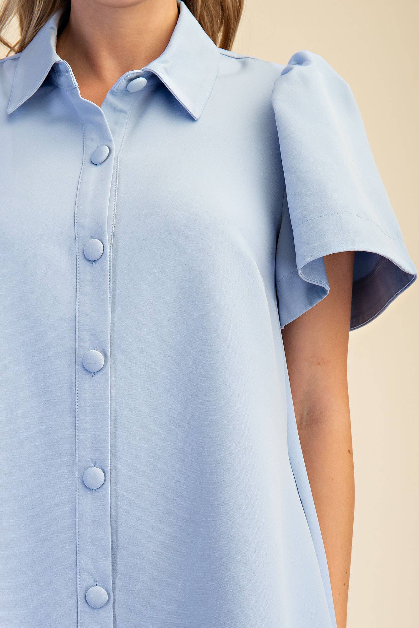 Collar Neck Button Down Mini Dress: Navy