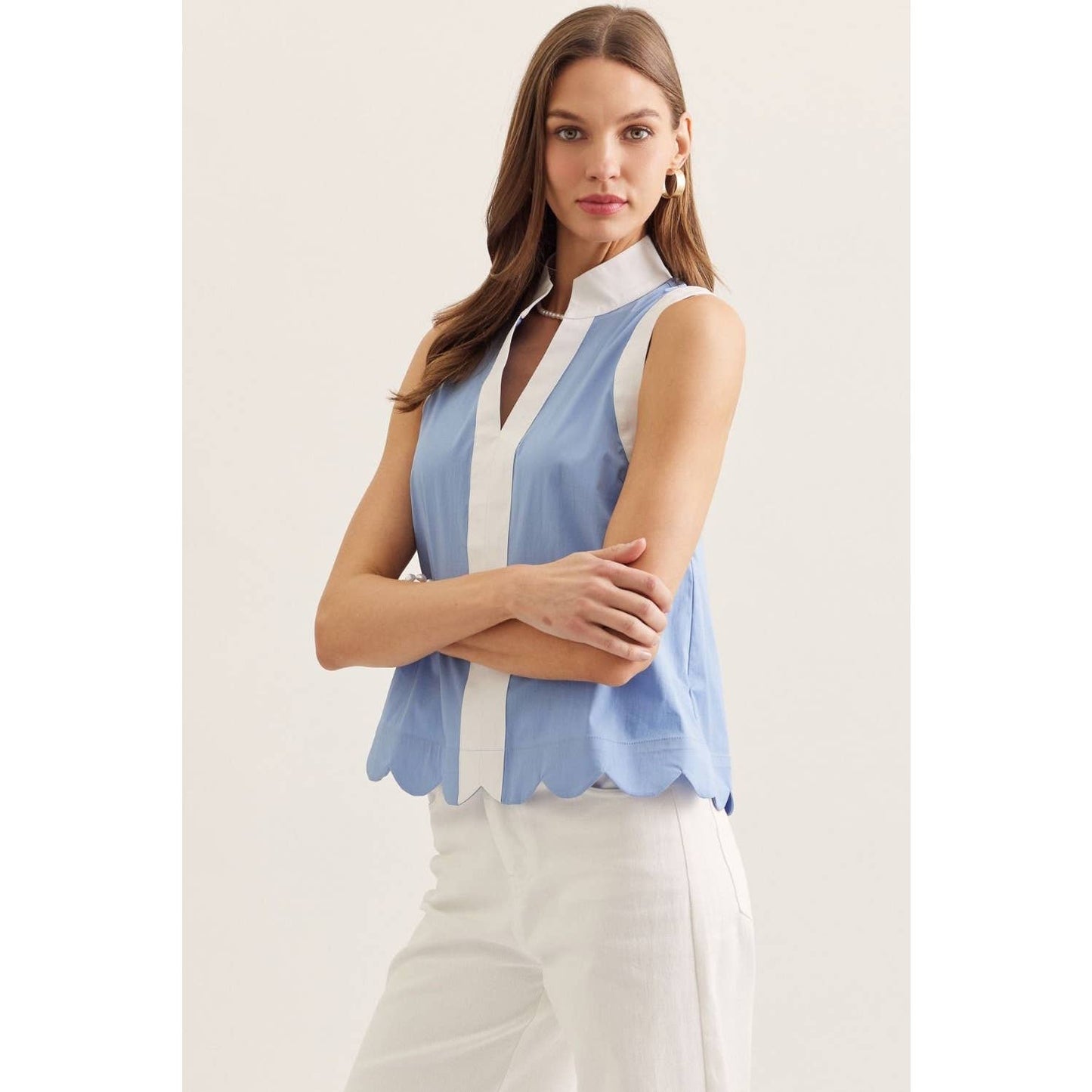 Solid sleeveless top: BLACK