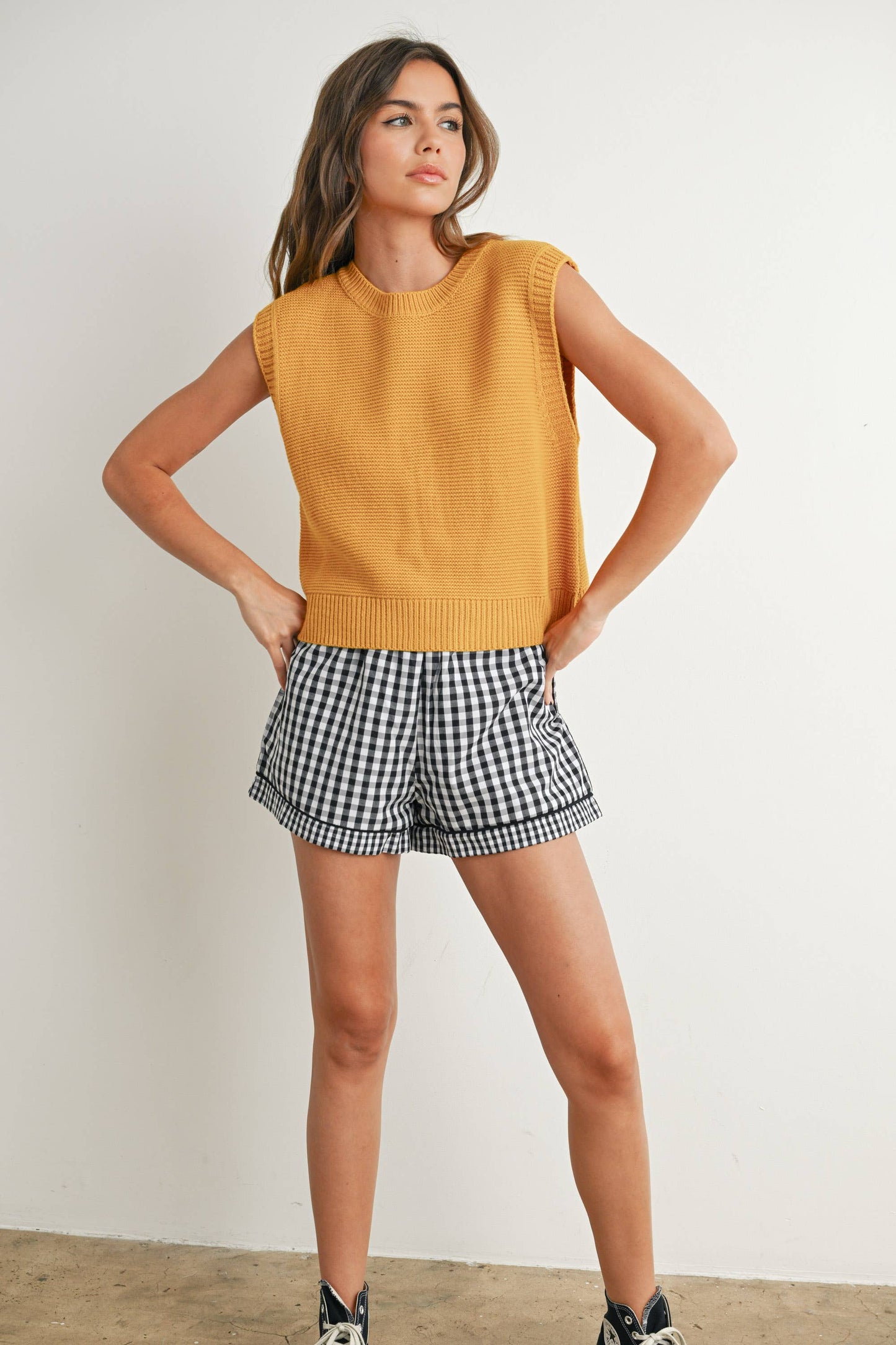 Plain Knitted Top - Navy