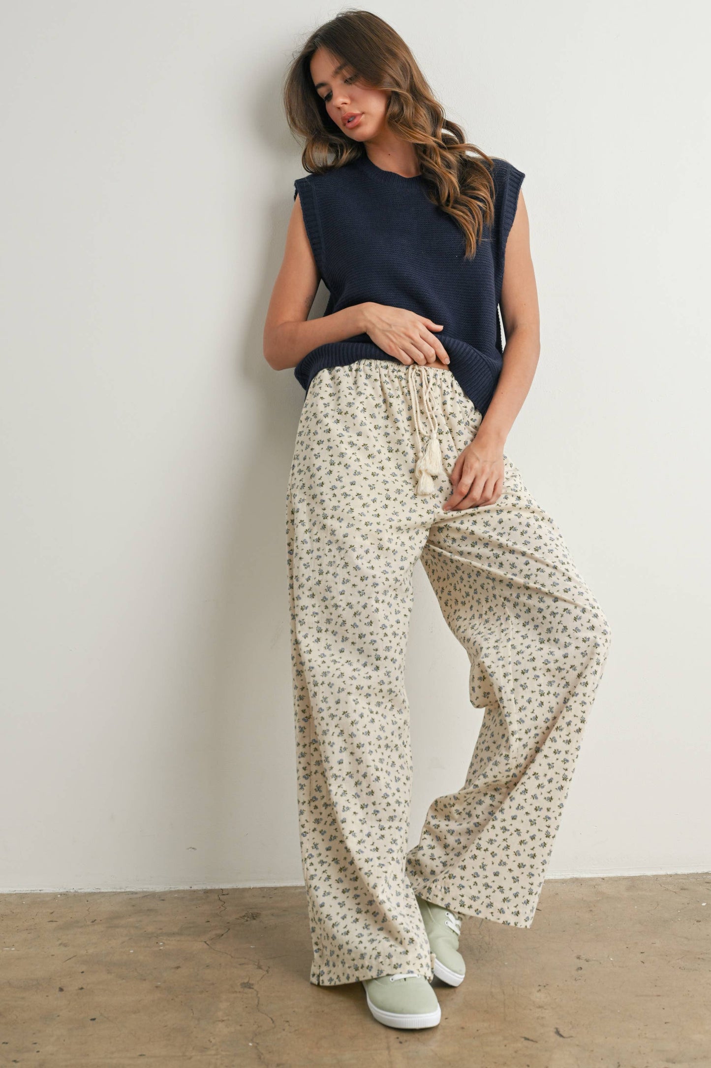 Plain Knitted Top - Navy