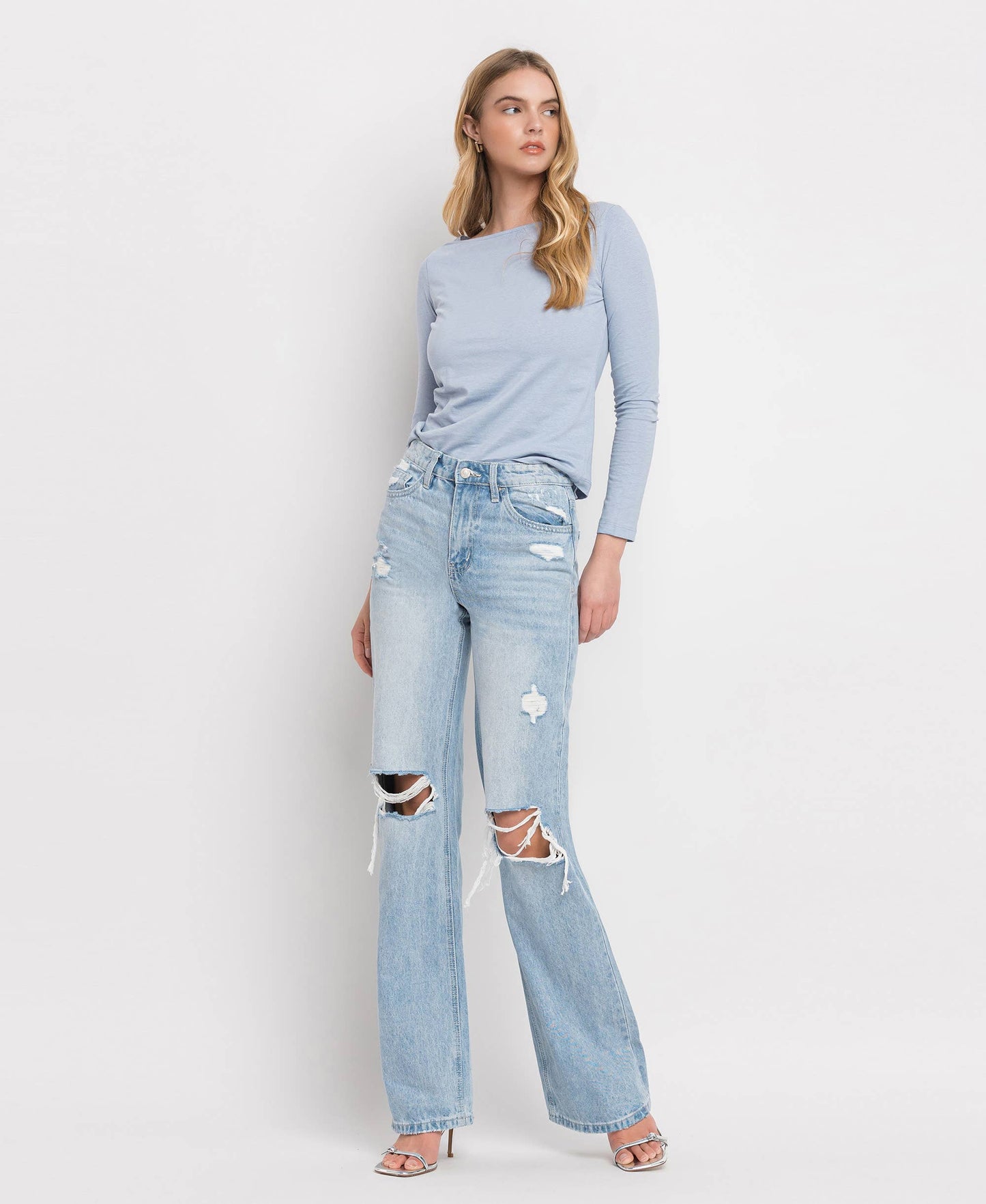 90'S VINTAGE SUPER HIGH RISE FLARE JEANS: SUNNY PLAINS