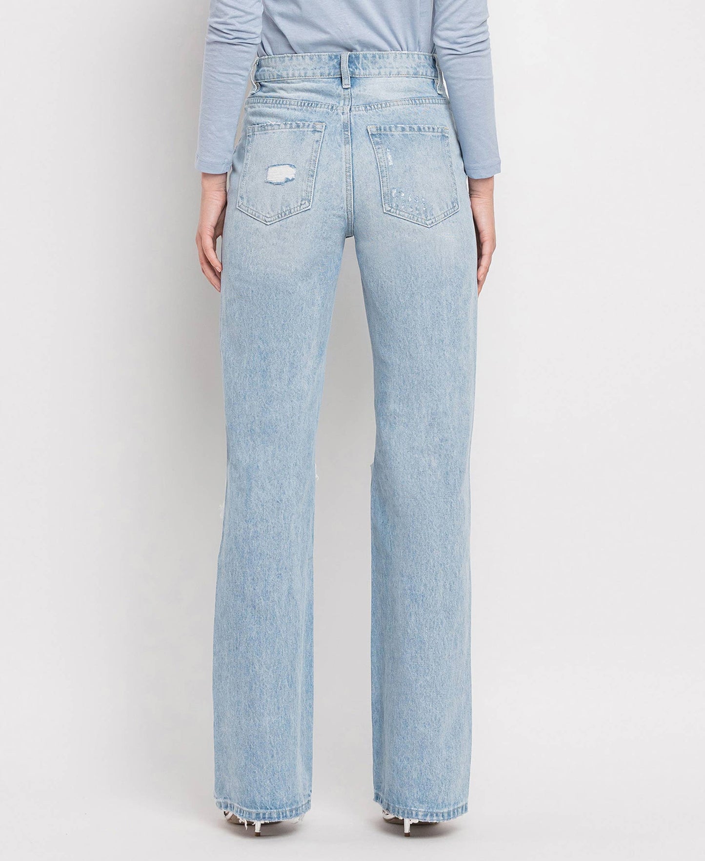 90'S VINTAGE SUPER HIGH RISE FLARE JEANS: SUNNY PLAINS