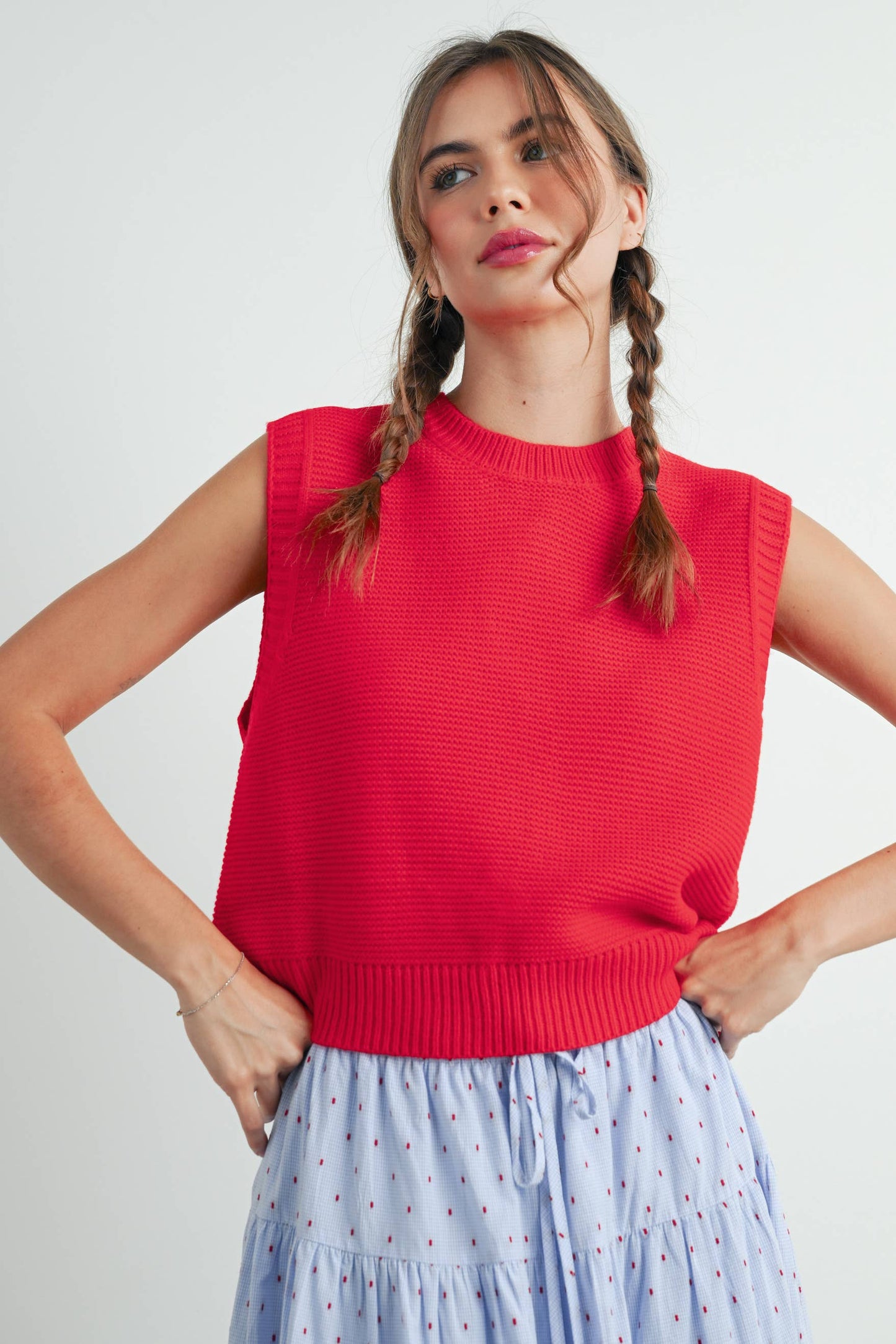 Plain Knitted Top - Navy