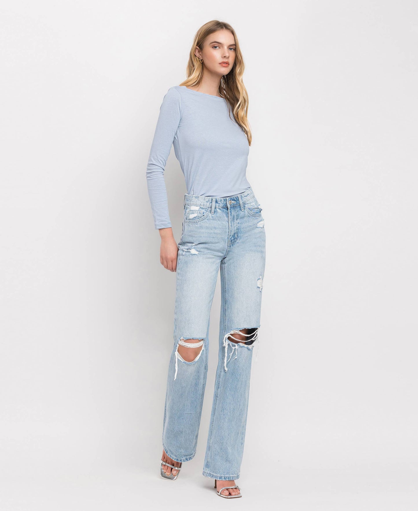 90'S VINTAGE SUPER HIGH RISE FLARE JEANS: SUNNY PLAINS