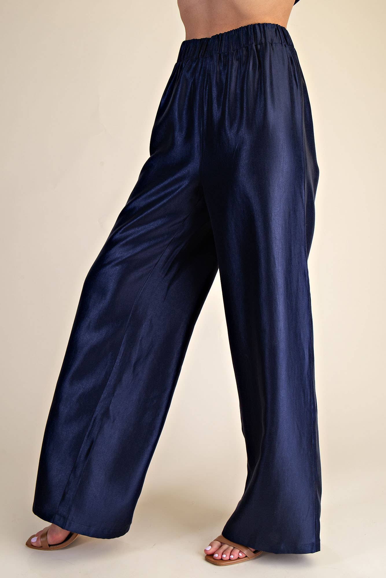 High Waist Wide Pants: Navy