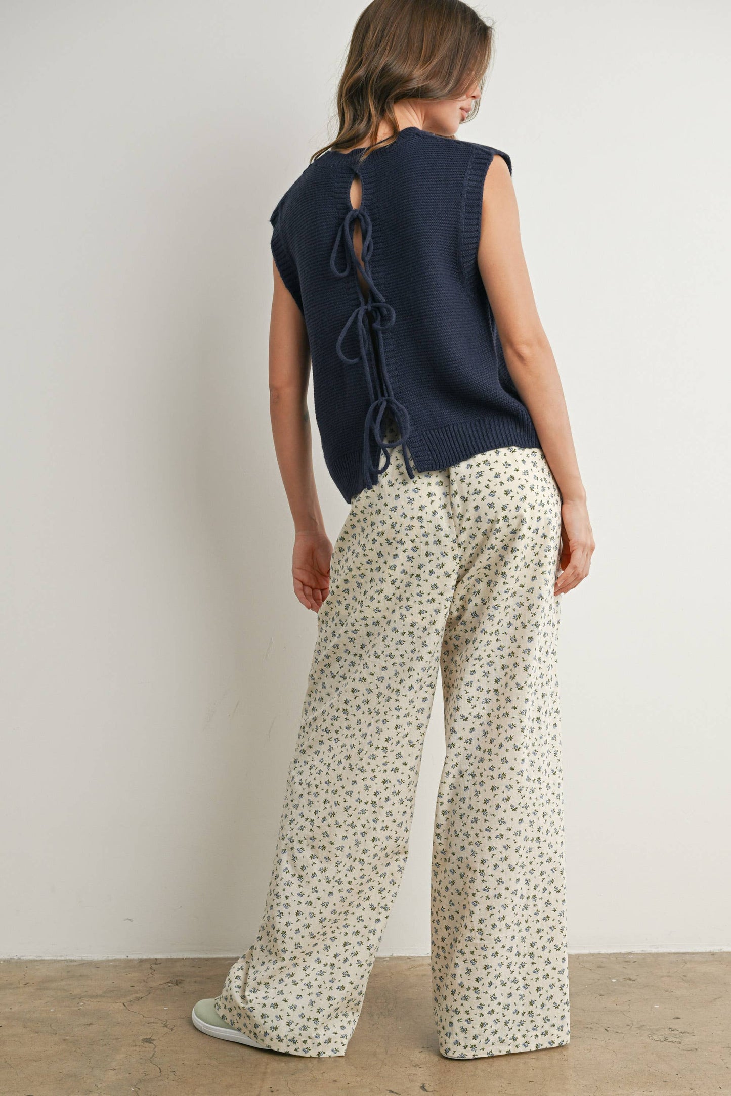 Plain Knitted Top - Navy