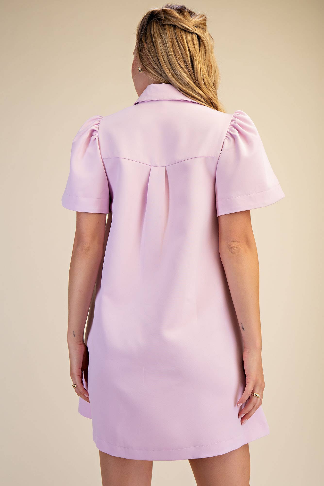 Collar Neck Button Down Mini Dress: Navy