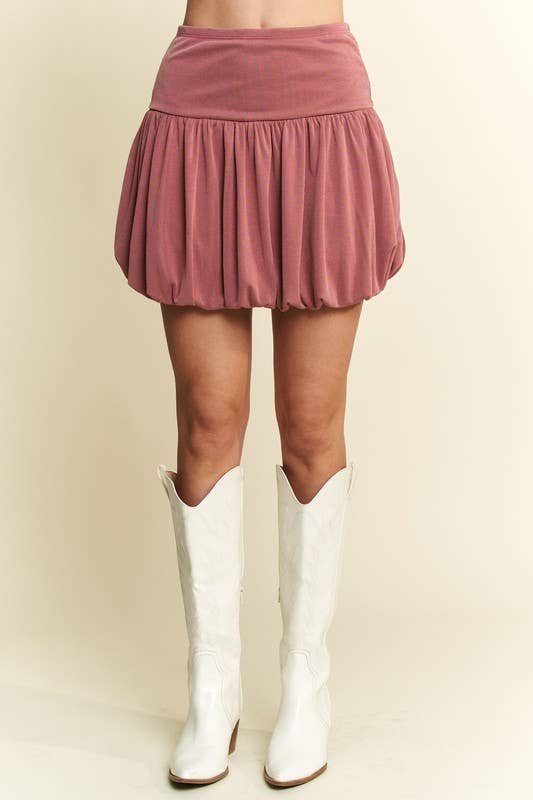 SOLID PUFF SKIRT: Brown