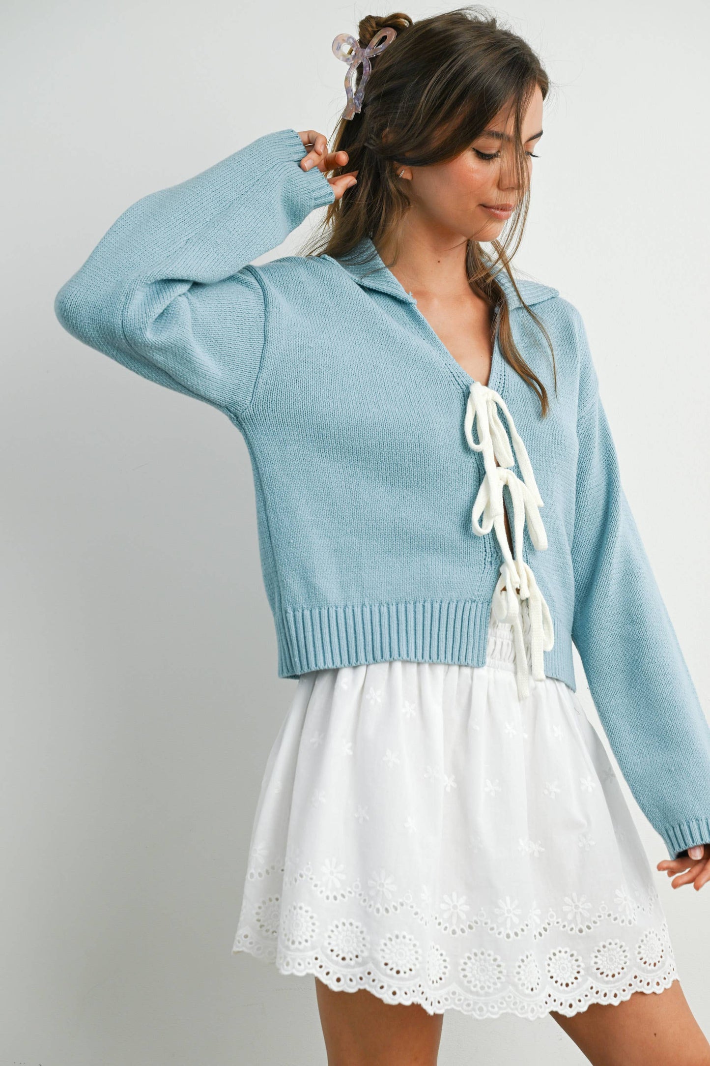 Eyelet Ruffle Smocked Top