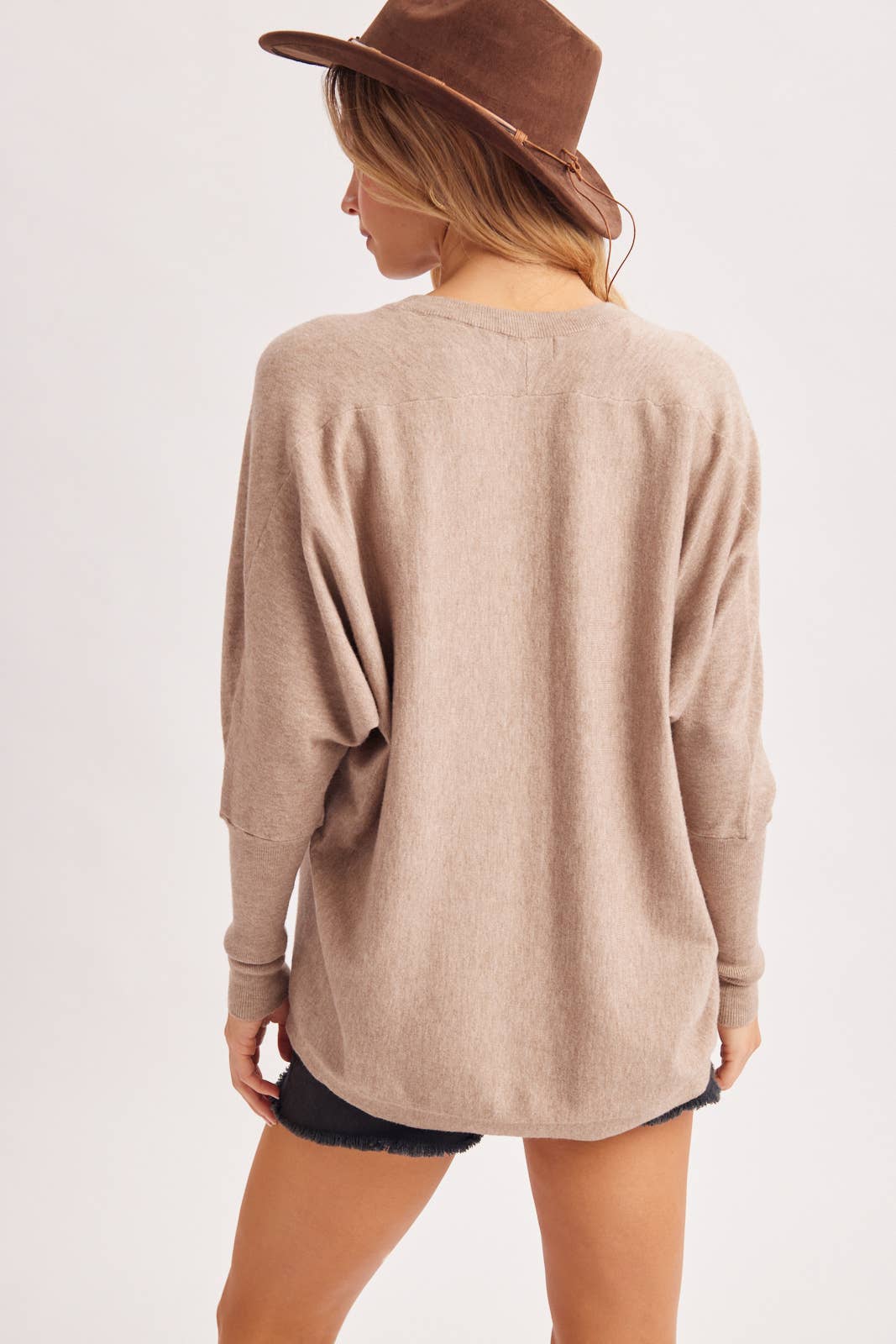 OVERSIZED BOXY DOLMAN SLEEVE SWEATER KNIT PULLOVER: IVORY
