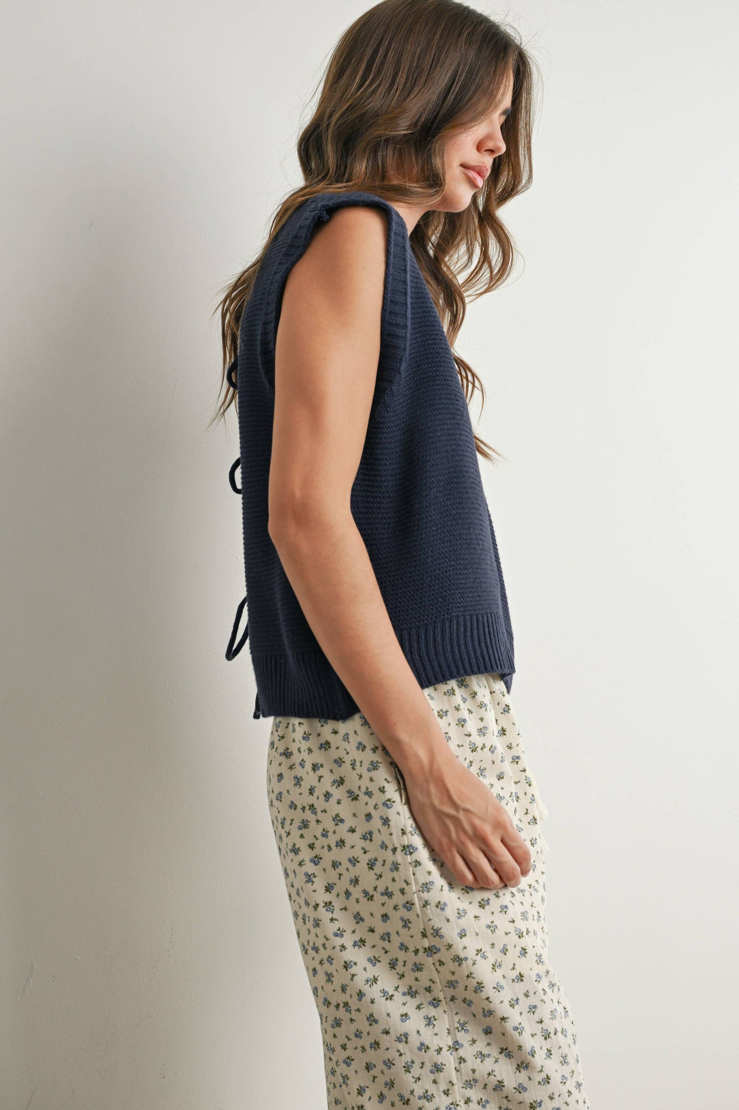 Plain Knitted Top - Navy