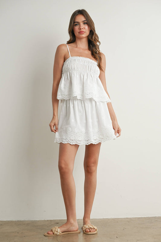 Eyelet Ruffle Smocked Top