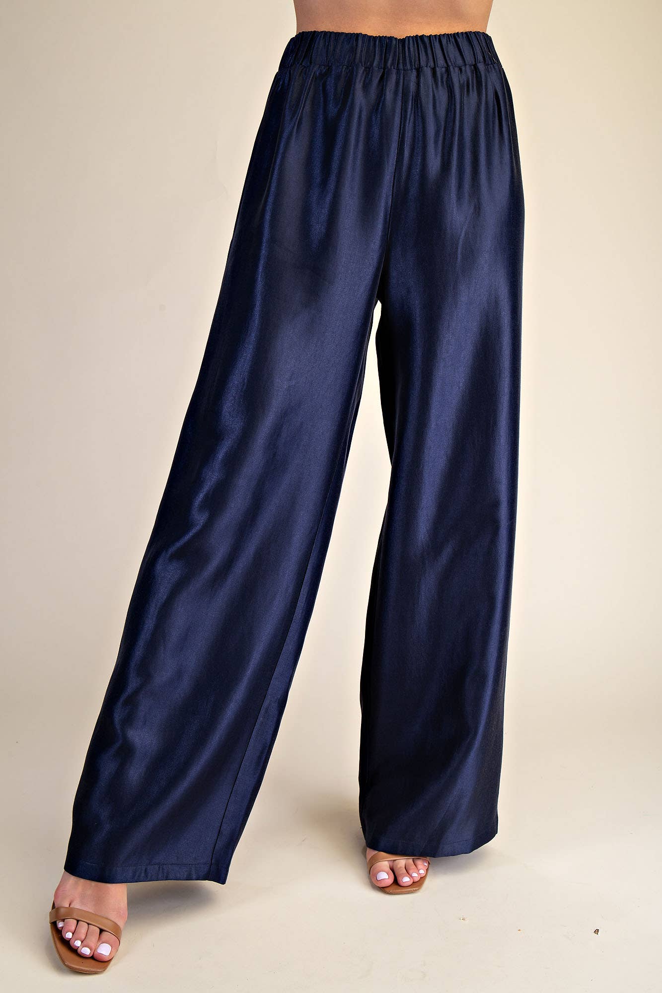 High Waist Wide Pants: Navy