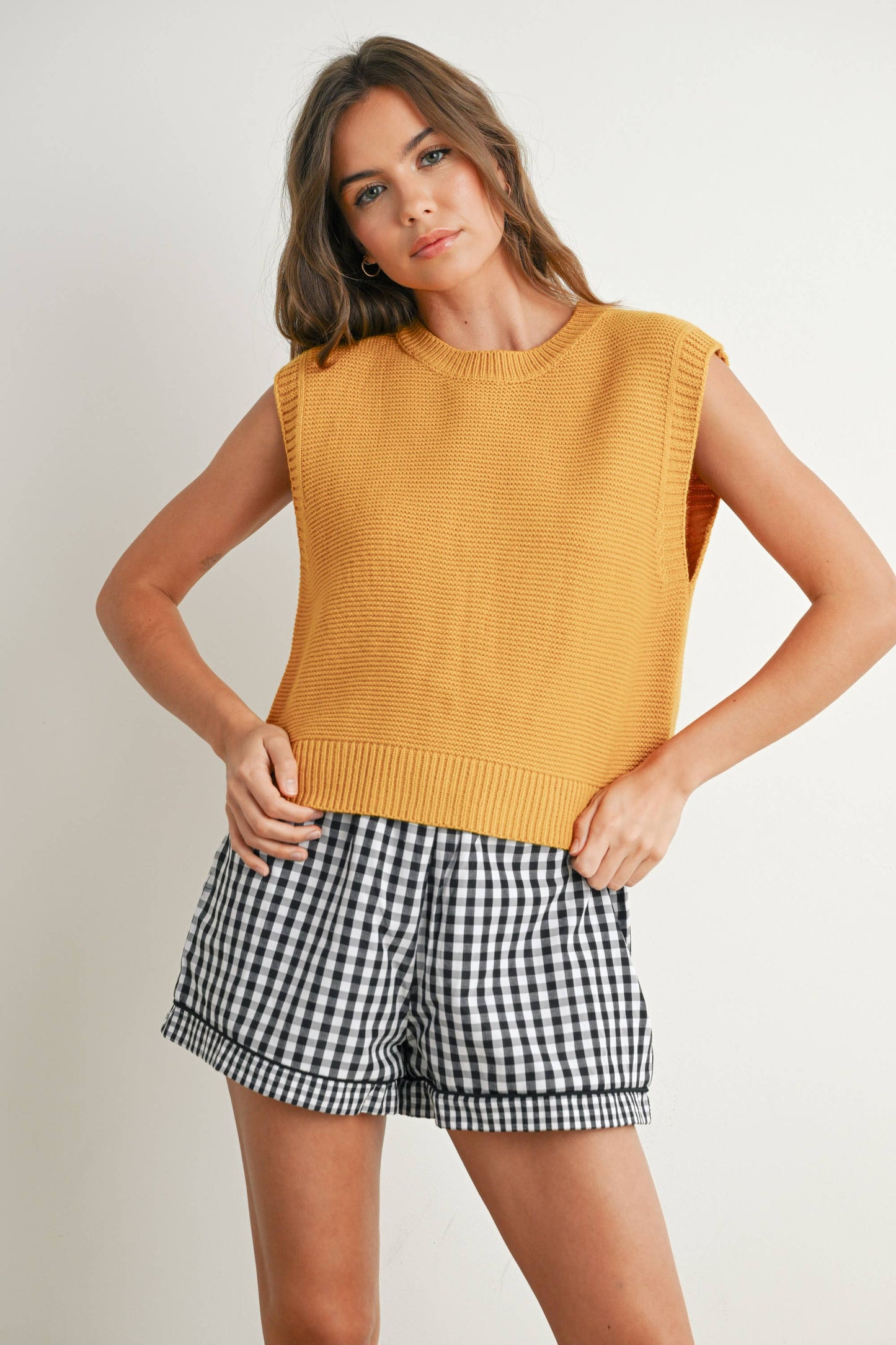 Plain Knitted Top - Navy