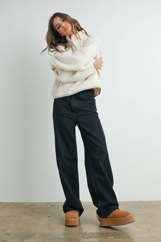 Fleece Button Up- Ivory